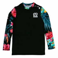 Robin Ruth Longsleeve Sun Shirt - Black Floral Elegance