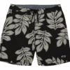 Hawaiian Performance Surfwear® Waverider Board Shorts - Floral: Black