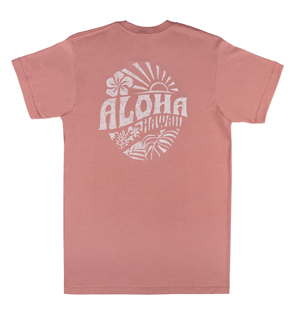Crew Neck Tee - Sunny Aloha: Dusty Rose 4 Crew Neck Tee - Sunny Aloha: Dusty Rose - Image 4
