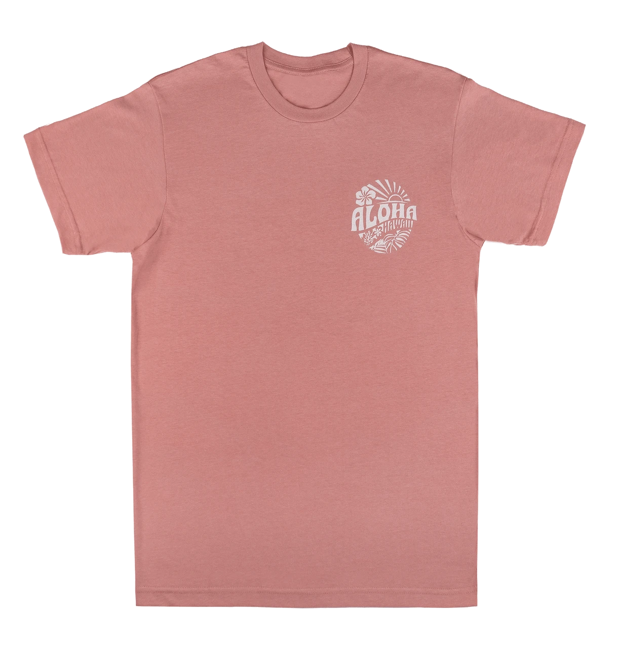 Crew Neck Tee - Sunny Aloha: Dusty Rose 3 Crew Neck Tee - Sunny Aloha: Dusty Rose - Image 3