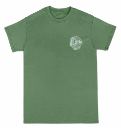 Crew Neck Tee - Sunny Aloha: Military Green