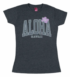 Island Girl® Surf Tee - Big Aloha: Charcoal Heather