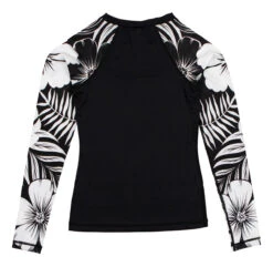 Hawaii Loa Rashguard Longsleeve - Floral: Black White -Fashion Clothing Store 92356 BW HawaiiLoaRashguard LS Floral BlackWhite Back 23838.1707534470