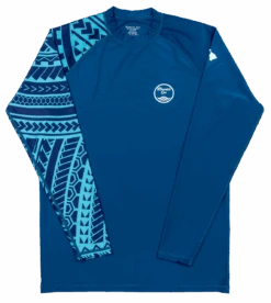 Hawaii Loa Rashguard Longsleeve - UPF 50: Blue Tribal Sleeve