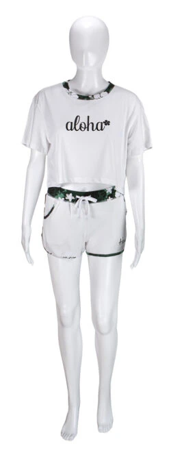 Island Design Collection Crop Tee: White -Fashion Clothing Store IDC CropTeeShortsCombo White 84216.1707852625