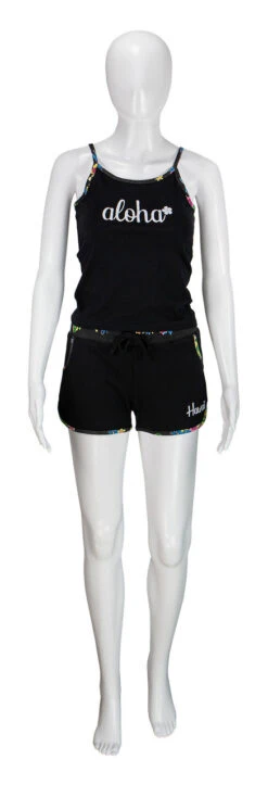 Island Design Collection Strap Tee: Black -Fashion Clothing Store IDC StrapTeeShortsCombo Black 34792.1677707696.1280.1280 10486.1707852067