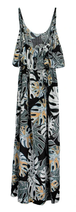 Napua Collection Ruffle Maxi Dress - Abstract Monstera: Black -Fashion Clothing Store IMG 3586 86026.1707875976