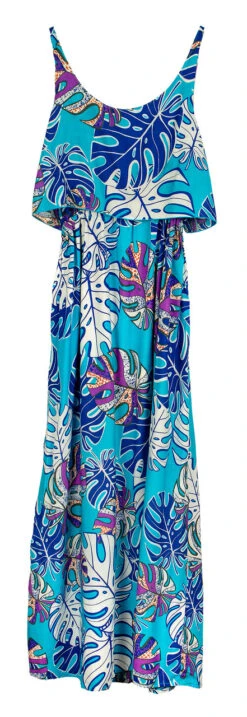Napua Collection Ruffle Maxi Dress - Abstract Monstera: Blue -Fashion Clothing Store IMG 3588 38087.1707875877