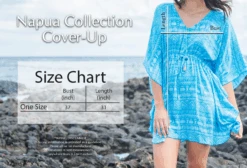 Napua Collection Cover Ups: Monstera Leaf - Navy/Blue -Fashion Clothing Store Napua Collection Cover ups 81435.1707852861
