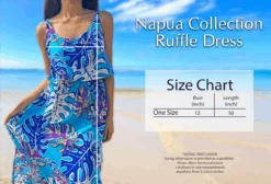 Napua Collection Ruffle Maxi Dress - Batik: Turquoise -Fashion Clothing Store Napua Collection Ruffle Dress Size Chart 69843.1707876024