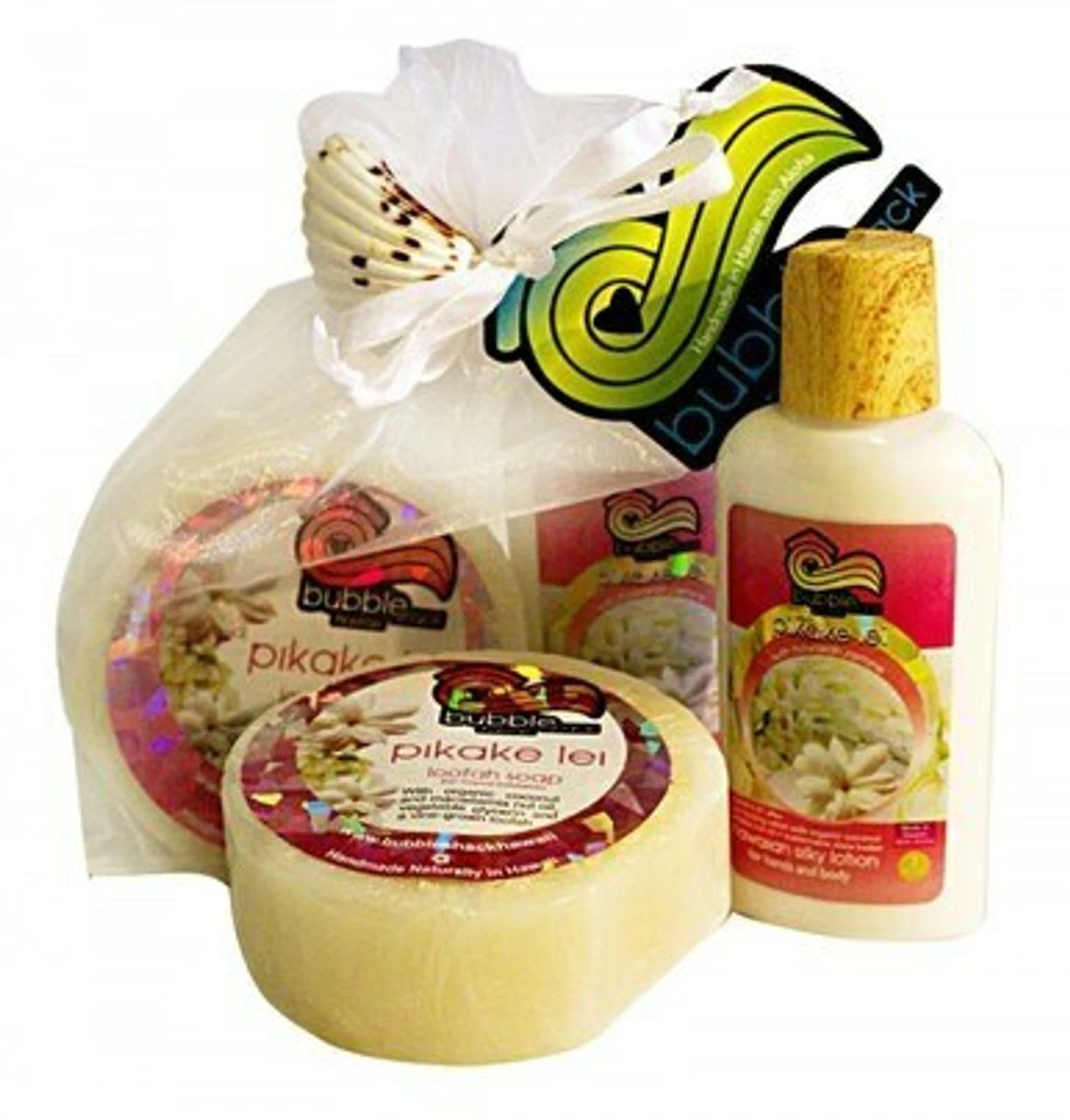 Mini Lotion/Organic Loofah Soap Gift Set: Pikake Lei 1 Mini Lotion/Organic Loofah Soap Gift Set: Pikake Lei