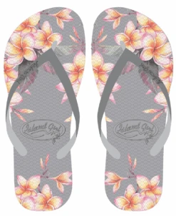 Island Girl® Slippers - Plumeria: Grey