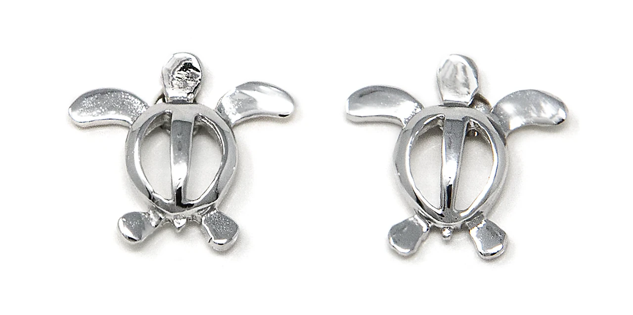Moana Collection Sterling Silver Earring Stud: Honu 2 Moana Collection Sterling Silver Earring Stud: Honu - Image 2