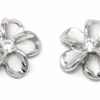 Moana Collection Sterling Silver Earring Stud: Solid Plumeria
