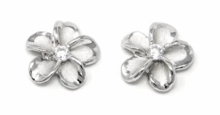 Moana Collection Sterling Silver Earring Stud: Solid Plumeria