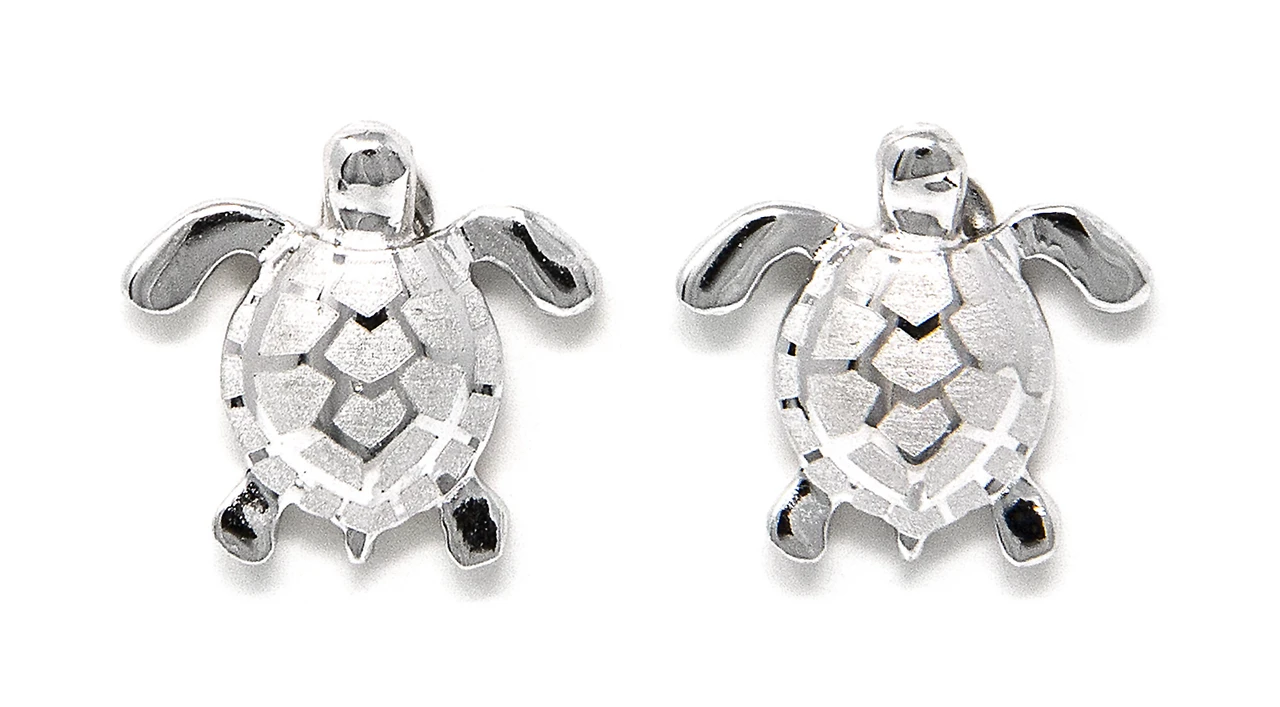 Moana Collection Sterling Silver Earring Stud: Solid Sea Turtle 1 Moana Collection Sterling Silver Earring Stud: Solid Sea Turtle