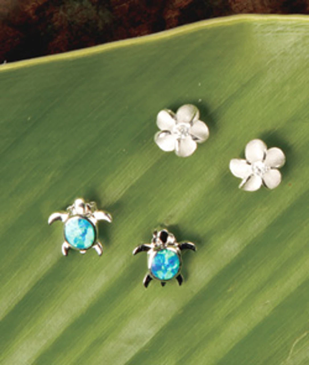 Island Opals® Honu & Plumeria Earring Set 1 Island Opals® Honu & Plumeria Earring Set