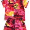 Boy's Aloha Cabana Set - Red Scenic