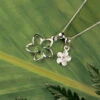 Ku'uipo Sterling Silver Plumeria Double Charm Necklace